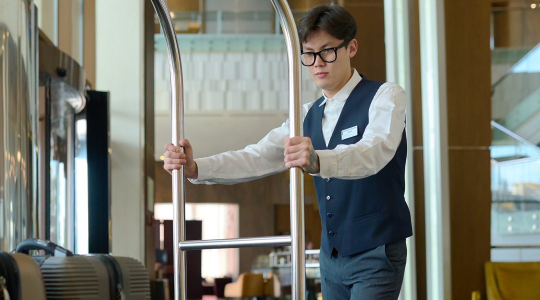 hotel bellman taking care of luggage