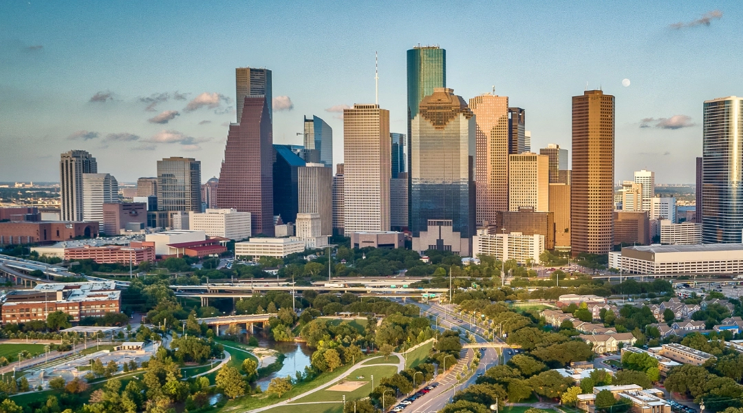 City skyline of Houston, TX.
